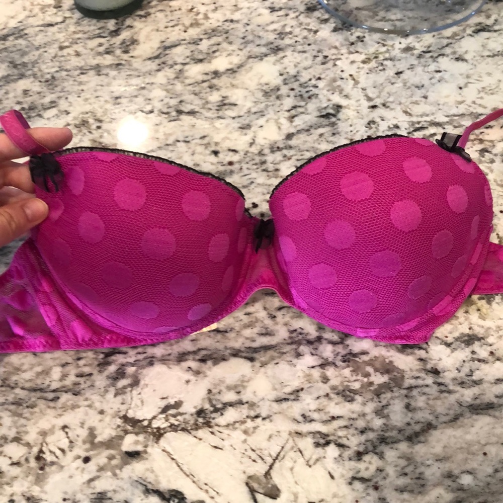 Betty Johnson pink polkadot bra